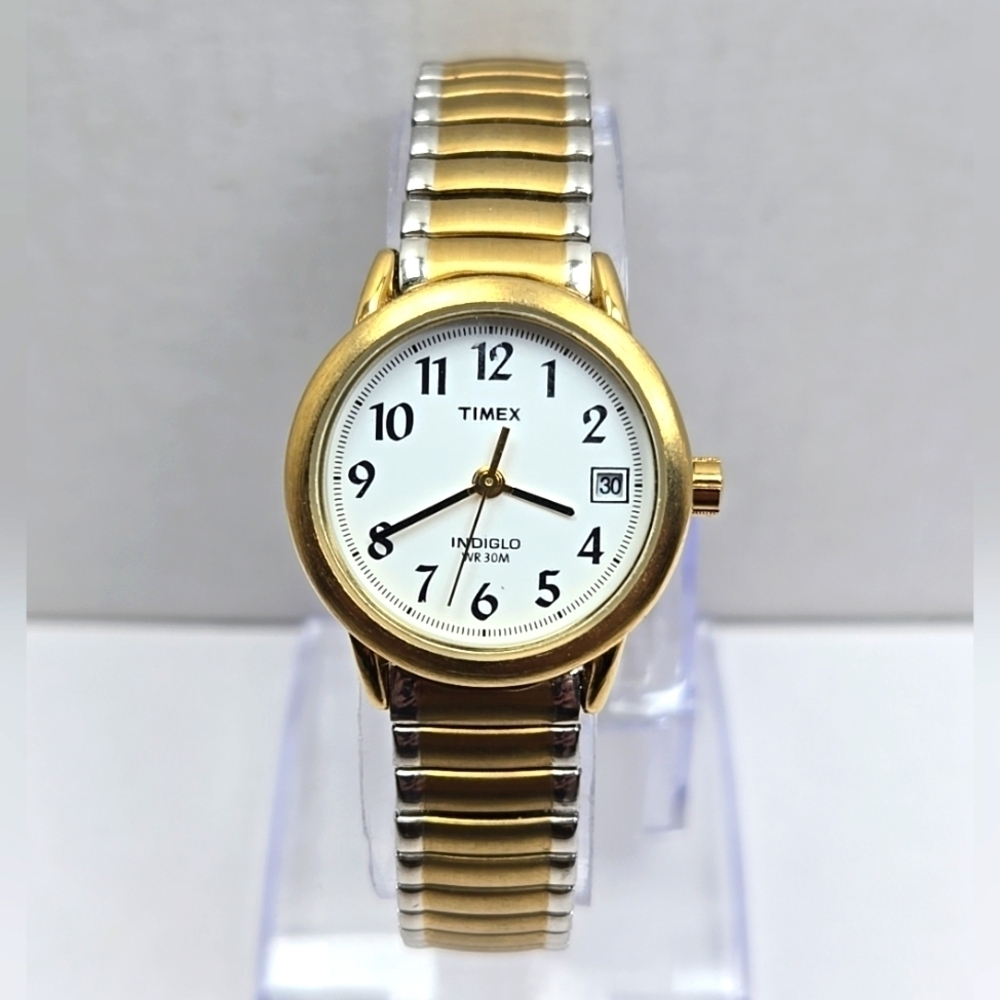 Timex Easy Reader Watch Women Two Tone Date New Battery - Indiglo Not Working -